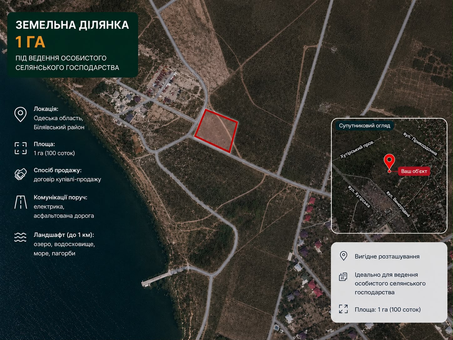Продажа земельного участка 1 га у Объездной дороги, Одесса ID 54341 (Фото 1)